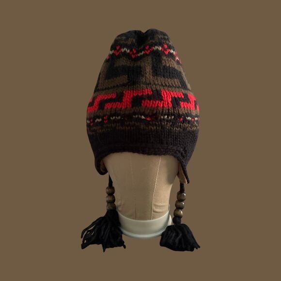 NWT Wisconsin Badgers Knit Adult Ear Flap Wood Beard Tassel Beanie Hat OSFA - Picture 2 of 8